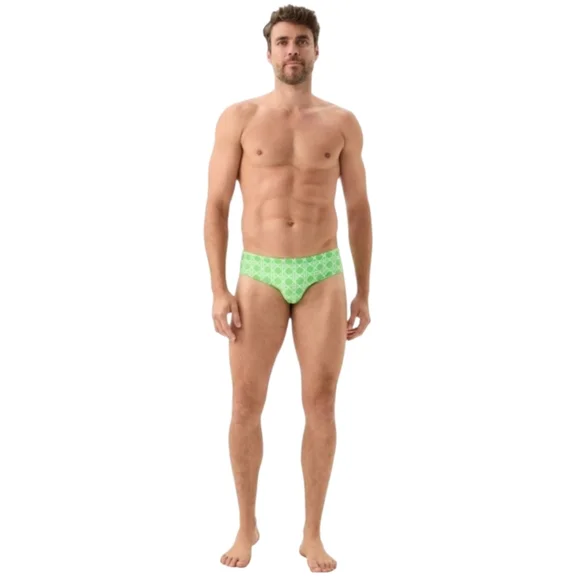 NEW Mr. Turk Bondi Swim Brief Billie Jean Print Green Geometric - Picture 6 of 7